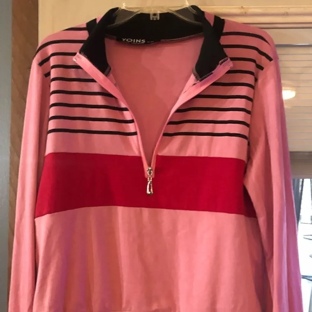 Cute pink and black striped sweatshirt